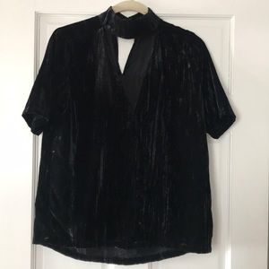 Black velvet choker neck top